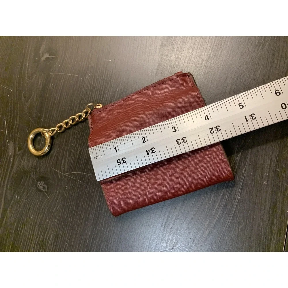 Anne Klein Red Faux Leather Coin Purse/Card Wallet/Key‎ Chain Zipper EUC